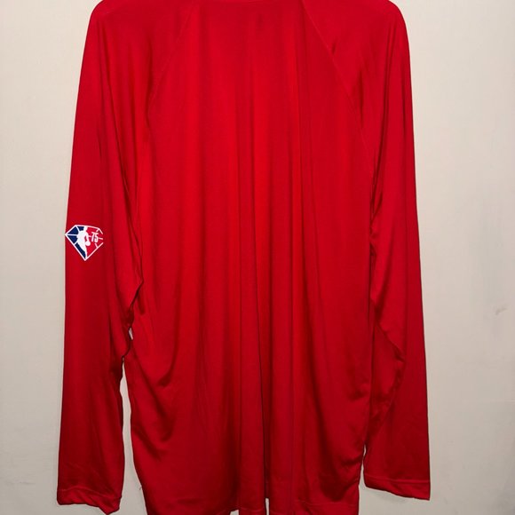 Nike NBA Atlanta Hawks Team Issue Player Pregame Warmup LS Shirt Red Mens - Picture 7 of 13